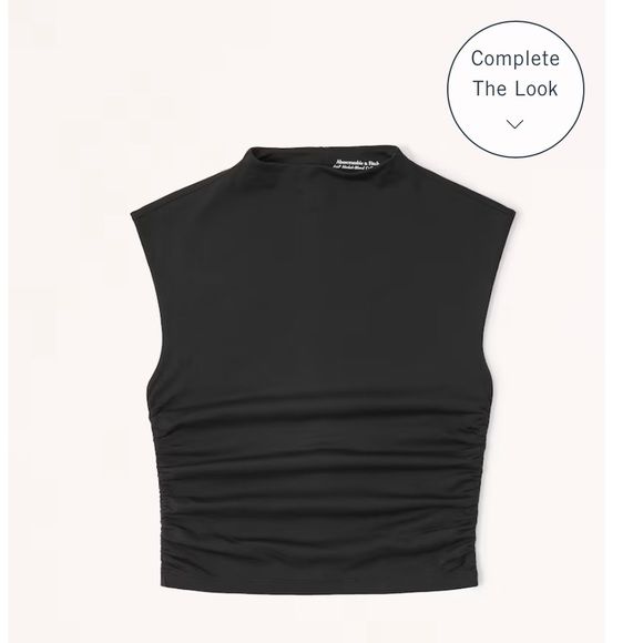 Abercrombie & Fitch Tops - Abercrombie & Fitch Black Sleeveless Ruched Mock Neck Top